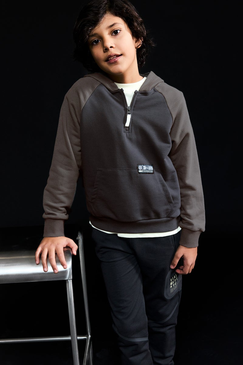 DeFacto Grey Boy Boy Oversize Slogan Printed Hoodie Casual - Image 1
